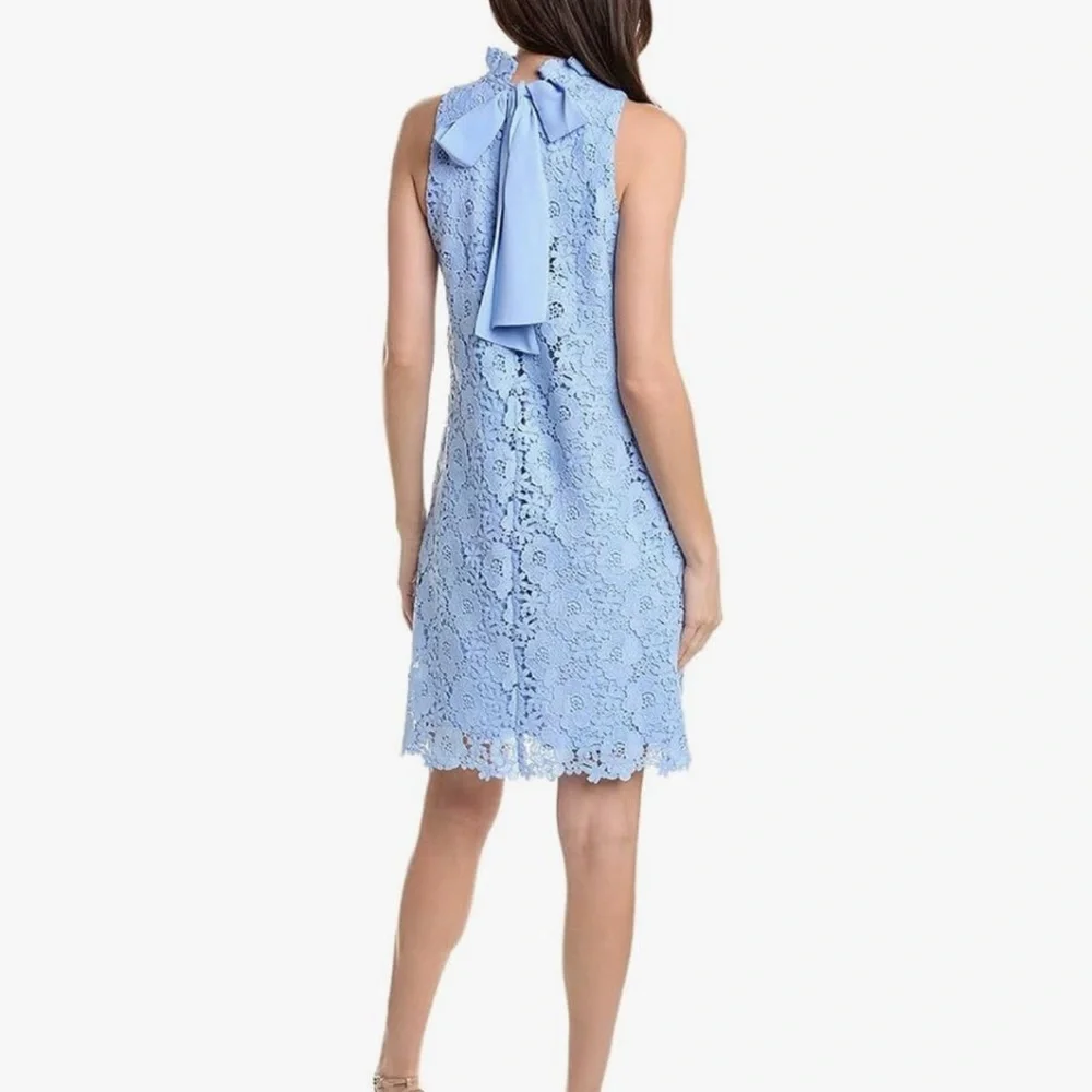Anne Klein Blue Sleeveless Ruffle Mock Neck  Dress - Picture 2 of 11